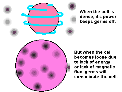 germs attacking loose cells.